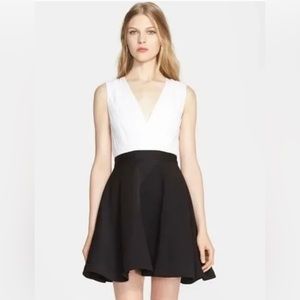 Alice and Olivia black and white fit and flare dress